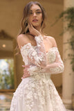 Andrea & Leo WL067 Off the Shoulder Sheer Illusion Sleeves Wedding Ball Gown