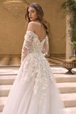Andrea & Leo WL067 Off the Shoulder Sheer Illusion Sleeves Wedding Ball Gown