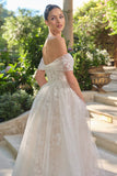 Andrea & Leo WL090 Embroidered Lace Tulle Off Shoulder Wedding Ball Gown