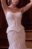 Andrea & Leo WL091 Strapless Corset Lace Mermaid Wedding Dress with Train