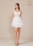 Nox Anabel Y858W Dress Short A-Line Ruffled Tiered Tulle Skirt