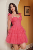 Nox Anabel Y858 Dress Short A-Line Ruffled Tiered Tulle Skirt
