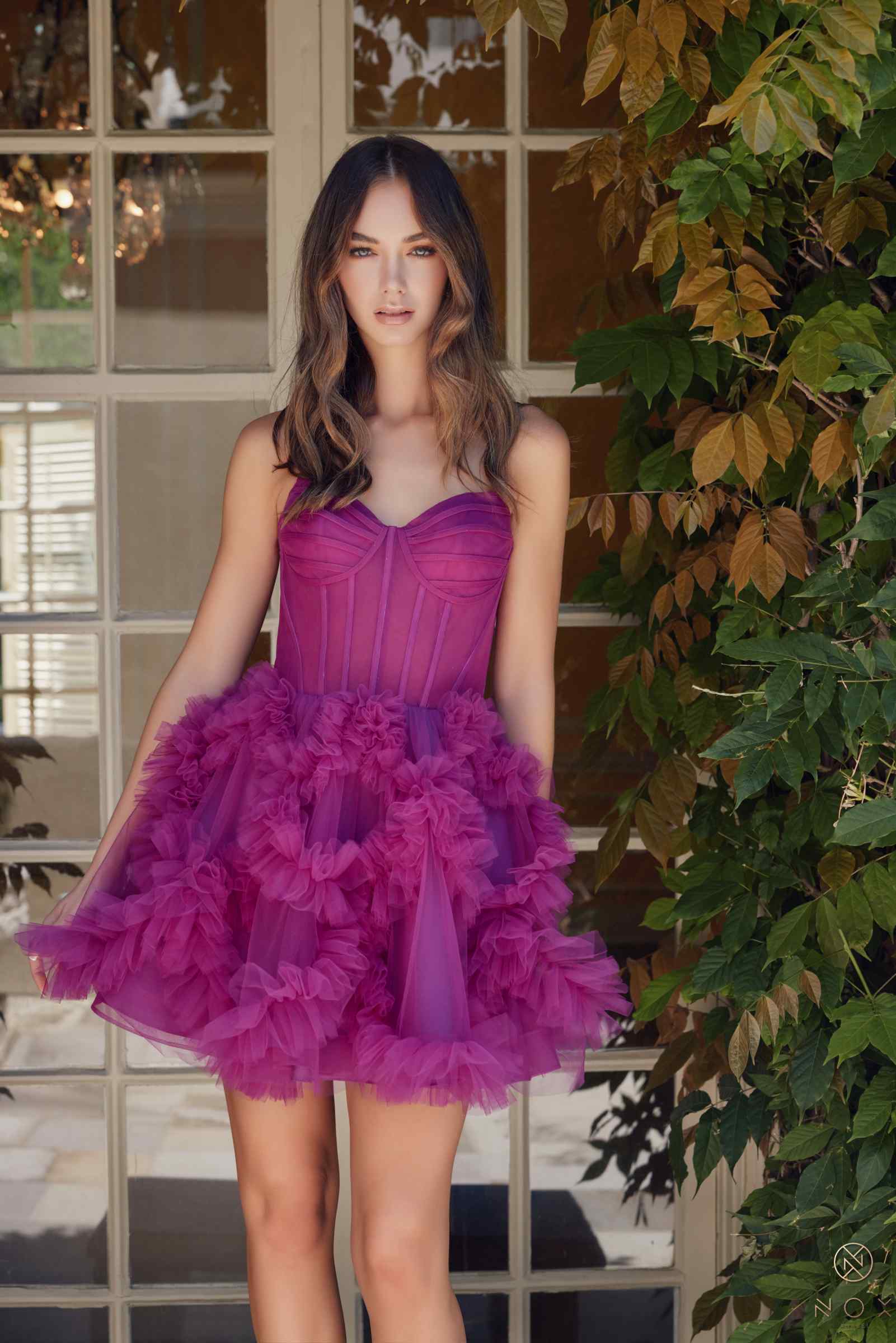 Nox Anabel Y859 Dress Strapless Sweetheart A-Line Ruffled Skirt