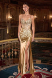 Ladivine CD718 Fitted Satin Evening Gown V-Neckline