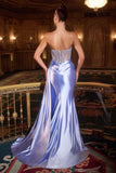 Ladivine CD722 Elegant Strapless Satin Fitted Evening Gown