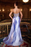 CLEARANCE - Ladivine CD722 Elegant Strapless Satin Fitted Evening Gown (Size 12)