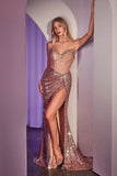 Ladivine CZ2407 Dress Strapless Sequin Fitted Corset Gown