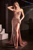 Ladivine CZ2407 Dress Strapless Sequin Fitted Corset Gown
