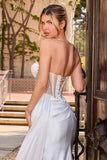 Ladivine KV1131W Strapless Fitted Sleek Luminous Embellished Wedding Gown