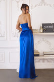 Amoris T215 Fitted Strapless Luxurious Satin Side Sash Evening Dress
