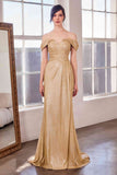 Ladivine Amoris T605 Off Shoulder Sweetheart Neck Metallic Prom Gown