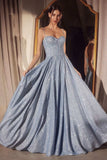 Ladivine Amoris T706 Dress Off the Shoulder Fitted Gown - light blue