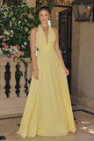 Amoris T715 Halter Neck Chiffon A-Line Gown