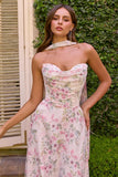 Amoris T717 Floral Chiffon A-Line Gown Corset Back