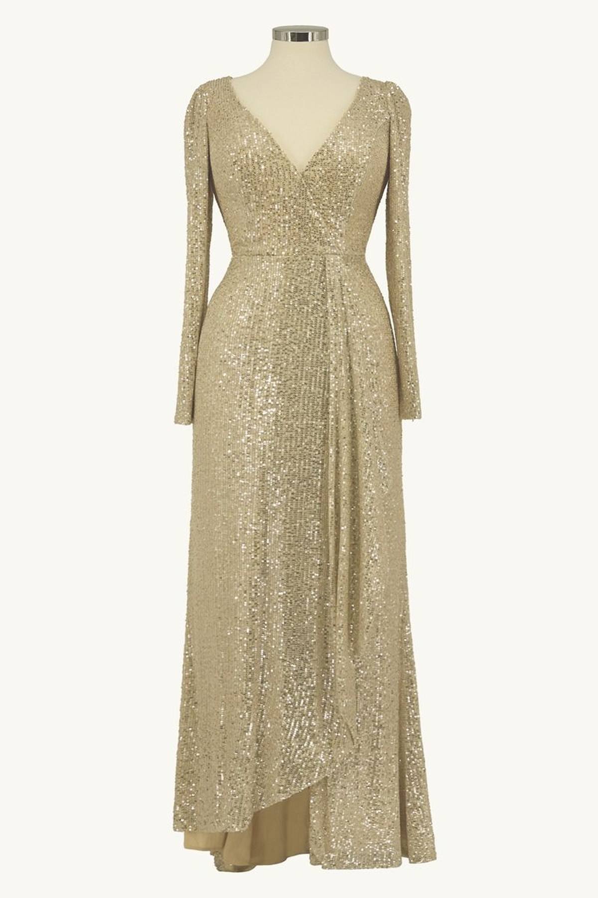 Ladivine Amoris T801 Long Sleeve Sheath Sequin Evening Gown