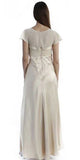 Gold Mother of Groom Dress Chiffon Cap Sleeve Square Neckline