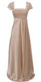 Gold Mother of Groom Dress Chiffon Cap Sleeve Square Neckline