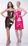 Brown/Off White Bridesmaid Dress Short Strapless Sweetheart Ruffle