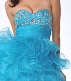 Sexy Rhinestone Strapless Charcoal Prom Cocktail Dress Short Organza