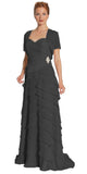 Black Spaghetti Strap Chiffon Formal Dress Multi Ruffle Hem