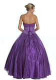 Purple Princess Ball Gown Sweetheart Bead Ruched Skirt Lace Up Back Back View