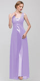 Long Sleeveless Belted Empire Waist Lilac  Bridesmaid Gown