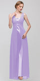 Long Sleeveless Belted Empire Waist Lilac Bridesmaid Gown