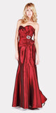 Strapless Long Formal Dress Burgundy with Bolero