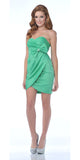 Short Aqua Cocktail Dress Tulip Skirt Strapless Bow Waist Wrap