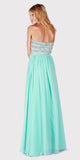 Beaded Strapless Long Formal Dress Aqua