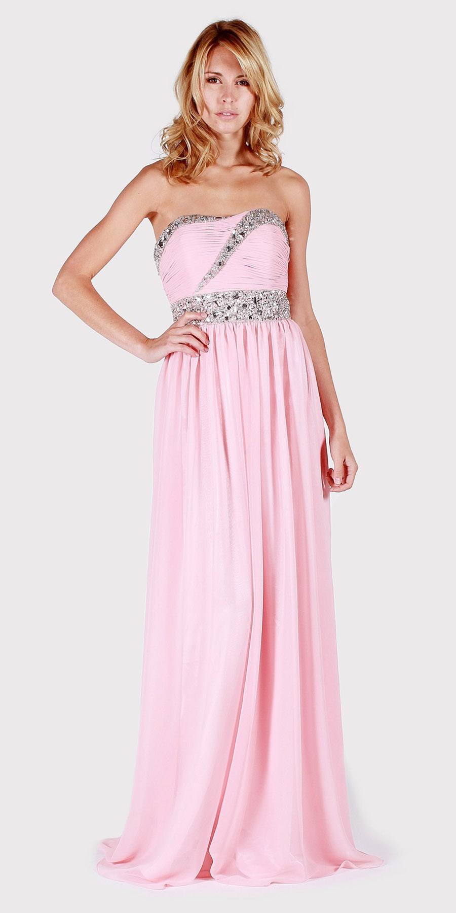 Strapless Embellished Long Formal Dress Dusty Rose
