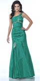Green Long Special Occasion Dress Taffeta One Shoulder Rhinestone