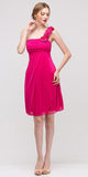 One Shoulder Knee Length Fuchsia Chiffon Bridesmaid Dress