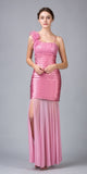 Sheer Skirt Sleeveless Thigh Slit Dusty Pink Long Prom Dress