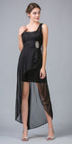 Spaghetti Strapped Short Chiffon Black Sheath Semi Formal Dress