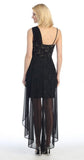 Spaghetti Strapped Short Chiffon Black Sheath Semi Formal Dress