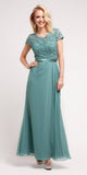 Cinderella Divine 1922 - Mother of Groom Sage Green Dress Long Short Sleeve Lace Top