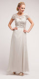 Cinderella Divine 1922 - Mother of Groom Light Silver Dress Long Short Sleeve Lace Top