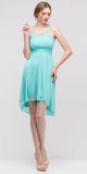 Knee Length Studded Neck Short Mint Dinner Party Dress