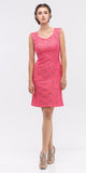 Coral Above Knee Lace Fitted Cocktail Dress Tank Strap