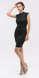 Lace Close Neck Sleeveless Bodycon Short Party Dress Black