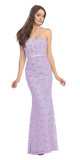 Charming Long Lace Gown Lilac Sheath Mermaid Flare Strapless