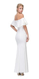 Eureka Fashion 2102 Long Formal Off White Dress Off Shoulder with V-Notch Ruffled Bodice Back View