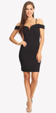 Off Shoulder Sweetheart Neckline Cocktail Dress with Spaghetti Strap Black