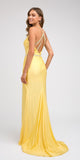 Yellow Long Prom Dress with Strappy-Back and Train