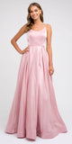 Strappy-Back Mauve Long Prom Dress with Pockets