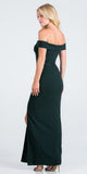 Hunter Green Off-the-Shoulder Long Formal Dress with Slit