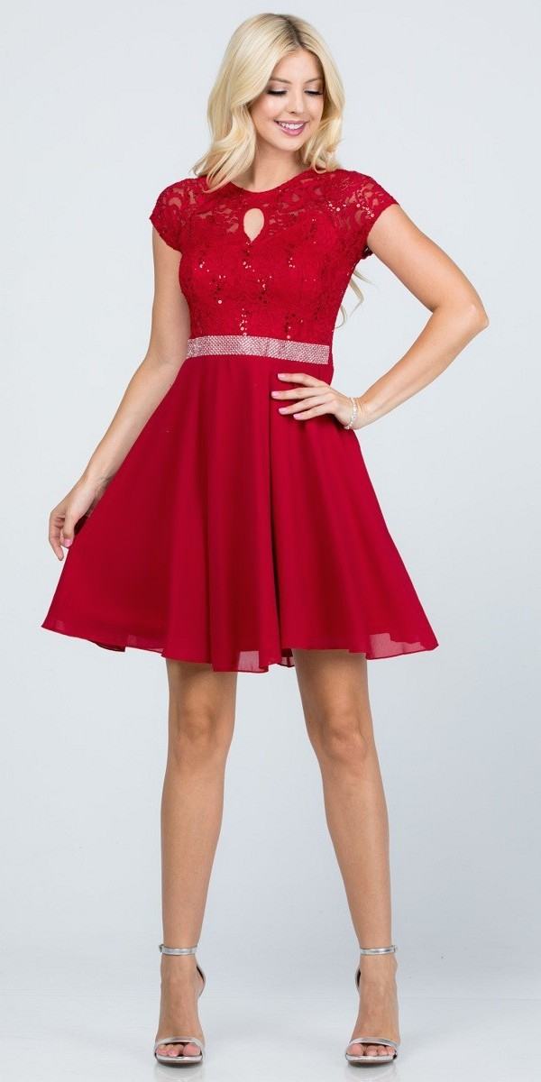 La Scala 25390 Embellished Waist Short Cocktail Dress Black