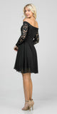 Off-Shoulder Long Sleeved Short Cocktail Dress Black