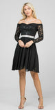 Off-Shoulder Long Sleeved Short Cocktail Dress Black